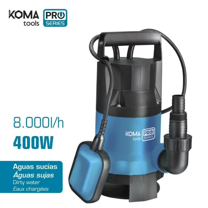 Bomba para Extração de Água Suja Koma Tools Pro Series - 400 W - 17 x 33 cm|EdM|8425998087925