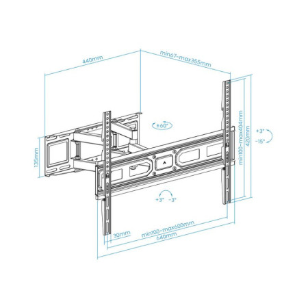 Suporte De Parede TooQ - P/ Ecrãs - 37" / 80" - Preto - LP7866TN-B ...