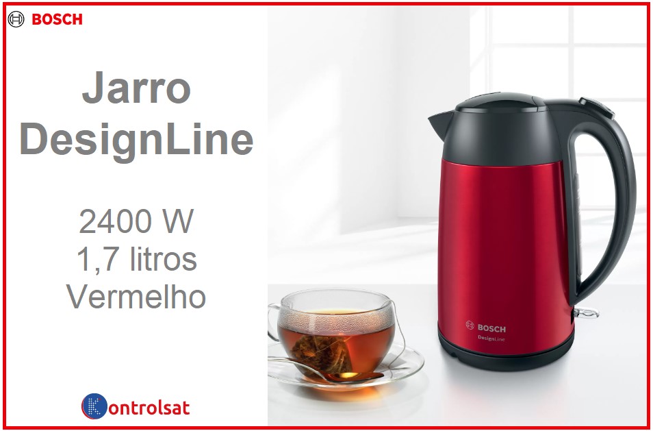 Bosch DesignLine - Chaleira Elétrica 2400 W 1,7 L Cinzento/Vermelho